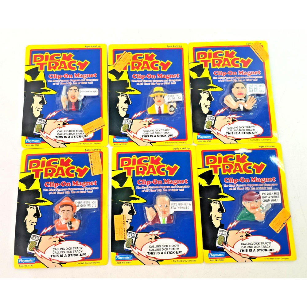 1990 Dick Tracy Clip On Magnet Set by Playmates NOS